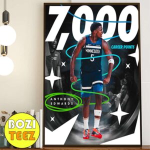 Anthony Edwards 7000 Career Points And Counting Minnesota Timberwolves 2024 Poster Canvas