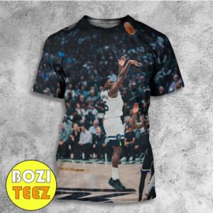 Anthony Edwards He Hoopin Hoopin Best Iconic Jump Shot Moment Photographed 2024 Minnesota Timberwolves vs Sacramento Kings All Over Print T-Shirt