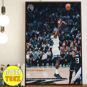 Anthony Edwards He Hoopin Hoopin Best Iconic Jump Shot Moment Photographed 2024 Minnesota Timberwolves vs Sacramento Kings Poster Canvas