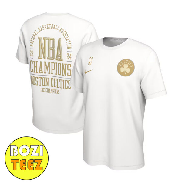 Boston Celtics Nike 2024 NBA Finals Champions Banner Collection 18x Champions Two Sides T-Shirt