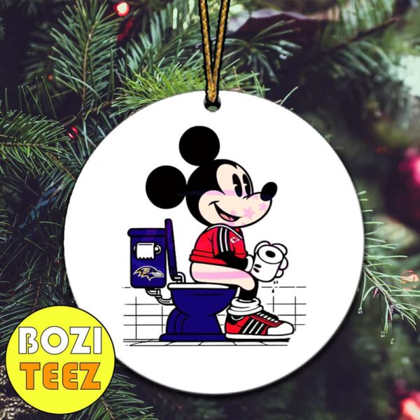 Custom Mickey Mouse Kansas City Chiefs Shit On Baltimore Ravens Christmas Tree Decorations Ornament