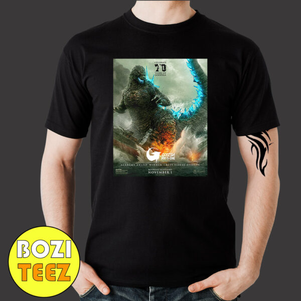 First Poster For The Godzilla Minus One Re-release Celebrating The 70th Anniversary Of Godzilla Merchandise T-Shirt