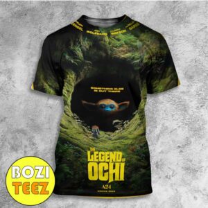 First Poster For The Legend Of Ochi A24 Movie With Finn Wolfhard Willem Dafoe And Helena Zengel Something Else Is Out There All Over Print T-Shirt