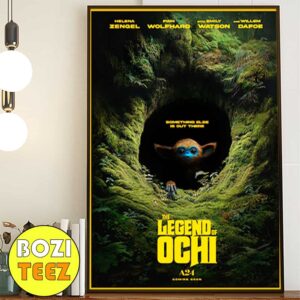 First Poster For The Legend Of Ochi A24 Movie With Finn Wolfhard Willem Dafoe And Helena Zengel Something Else Is Out There Poster Canvas