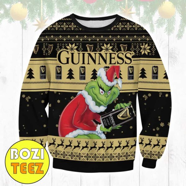 Funny Beer Lovers With Guinness x Grinch Christmas Gift Xmas Ugly Sweater