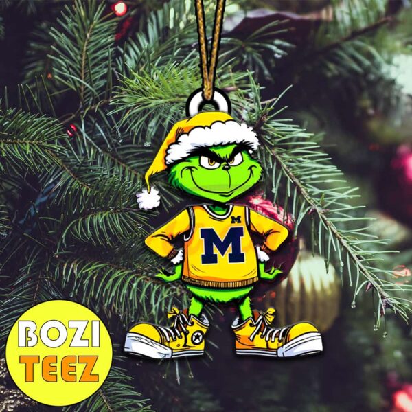 Funny Grinch x NCAA Team Michigan Wolverines Xmas Gift Christmas Tree Decorations Ornament