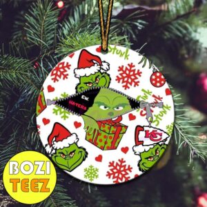 Grinch Ew Haters x Kansas City Chiefs Hide In The Zipper Christmas Tree Decorations Ornament