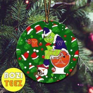 Grinch Washington Huskies College Football Shit On Texas Longhorns Helmet Toilet Christmas Tree Decorations Ornament