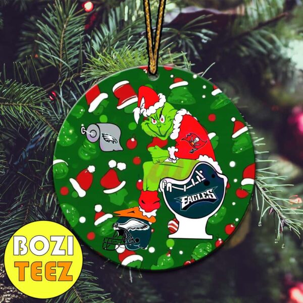 Grinch x NFL Tampa Bay Buccaneers Shit On Philadelphia Eagles Helmet Toilet Christmas Tree Decorations Ornament