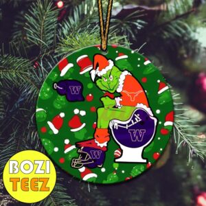 Grinch x Texas Longhorns Shit On Washington Huskies Helmet Toilet Christmas Tree Decorations Ornament