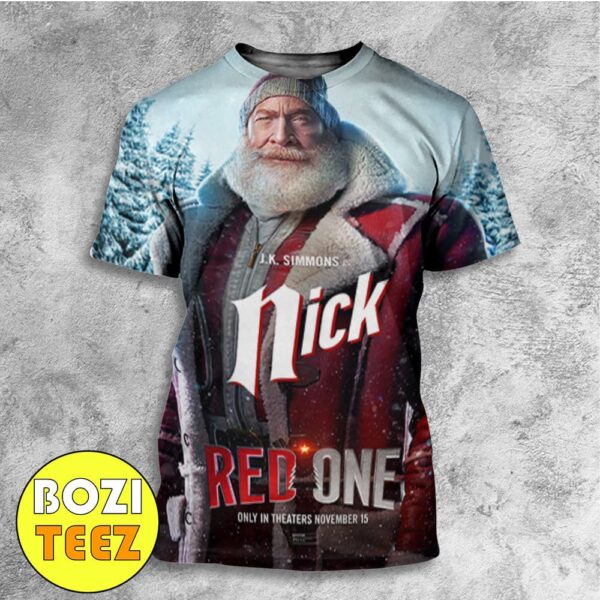 JK Simmons Is Nick Santa Claus Red One Movie Theaters November 15 2024 All Over Print T-Shirt