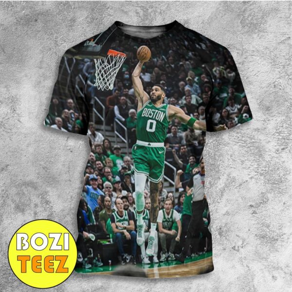 Jayson Tatum Boston Celtics vs New York Knicks 22nd October 2024 Iconic Moment Slam Dunk All Over Print T-Shirt