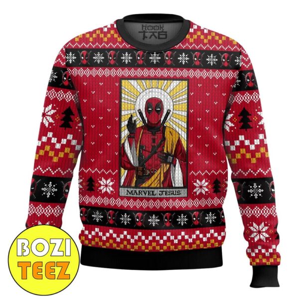 Marvel Jesus Deadpool And Wolverine 2024 Movie Christmas Gift Ugly Sweater