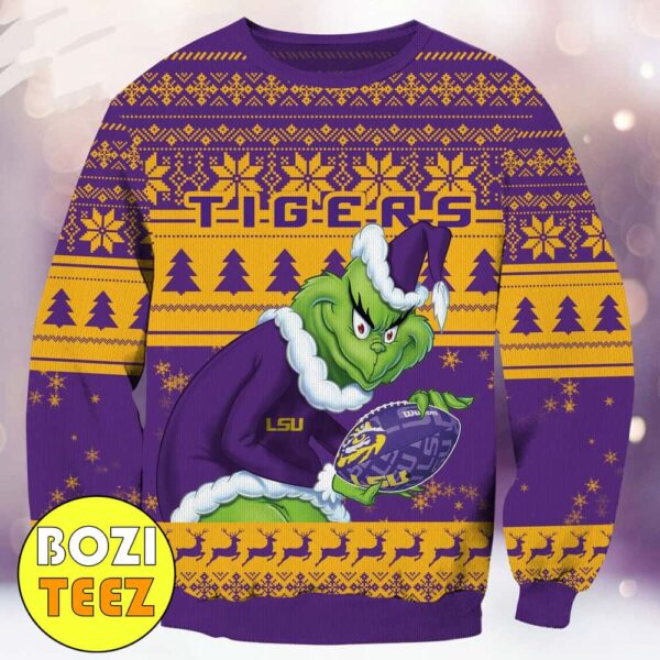 NCAA LSU Tigers x Grinch Christmas Gift 2024 Xmas Ugly Sweater