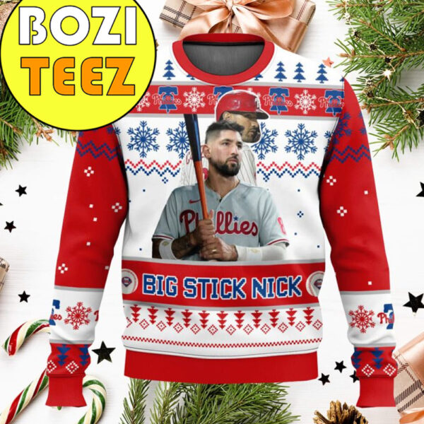 Philadelphia Phillies Nick Castellanos Big Stick Nick With Number 8 On Back Christmas Gift Ugly Sweater