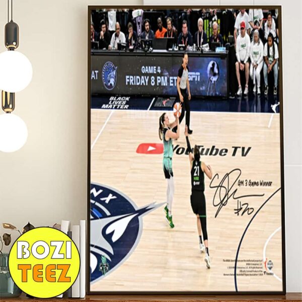 Sabrina Ionescu New York Liberty Autographed Authentic 2024 WNBA Finals Game 3 Winning Three-Pointer Photograph Iconic Moment Winner With Signature Poster Canvas