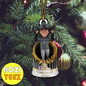 Shohei Ohtani Los Angeles Dodgers FOCO 2024 World Series Champions MLB Exclusive Player In Trophy Bobblehead Christmas Tree Decorations Ornament