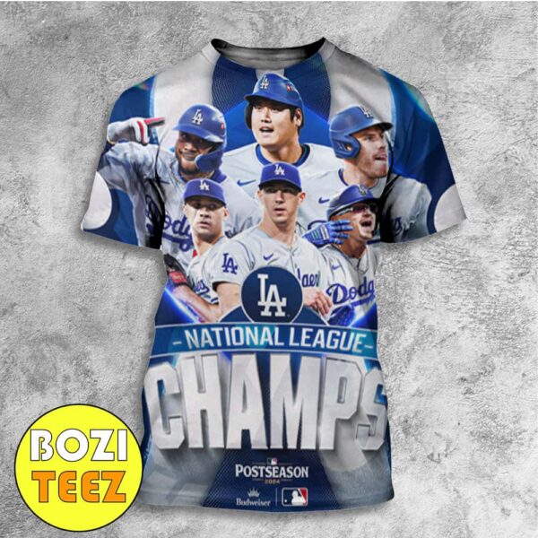 The Los Angeles Dodgers Are Going To The MLB World Series For The Fourth Time In The Last Eight Seasons Clinched Poster MLB Postseason 2024 NLCS All Over Print T-Shirt