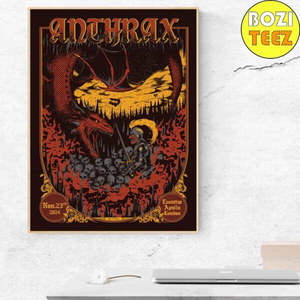 Anthrax Official Poster On Nov 23rd In 2024 At Eventim Apollo London By Dannnprints Studio Home Decor Poster Canvas