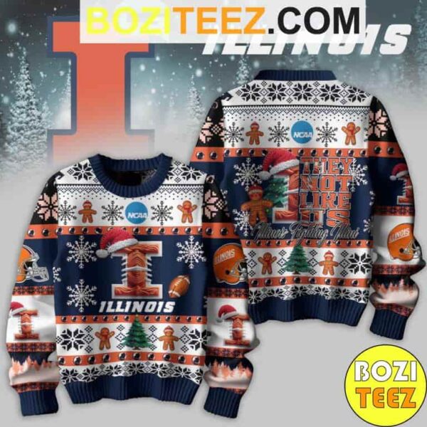 Kendrick Larma X NCAA Illinois Fighting Illini Football They Not Like US Chirstmas Gifts 2024 Ugly Sweater