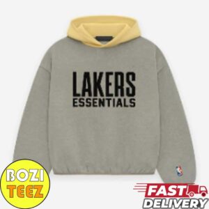 NBA X Fear Of God In 2024 Los Angeles Lakers Essentials All Over Print Hoodie Long Sleeve Unisex T-Shirt