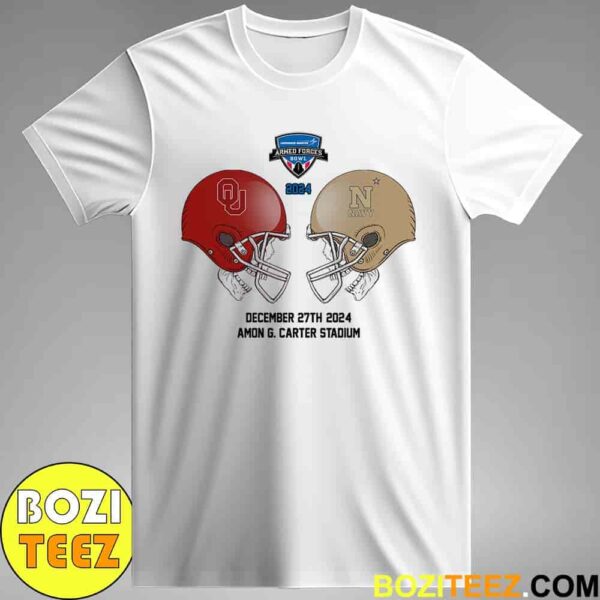 Lockheed Martin Armed Forces Bowl NCAA 2024-2025 Bowl Games Oklahoma Sooners vs Navy Midshipmen At Amon G Carter Stadium Skull Helmet Head To Head Unisex T-Shirt