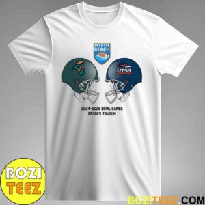 Myrtle Beach Bowl NCAA 2024-2025 Bowl Games Coastal Carolina vs UTSA At Brooks Stadium December 23rd 2024 Skull Helmet Head To Head Unisex T-Shirt