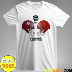 SRS Distribution Las Vegas Bowl NCAA 2024-2025 Bowl Games Texas AM vs USC Trojans At Allegiant Stadium Skull Helmet Head To Head Unisex T-Shirt