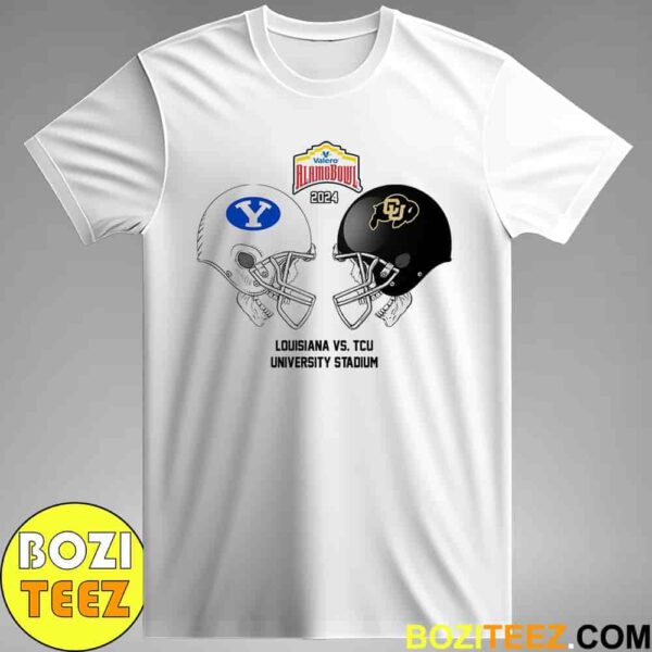 Valero Alamo Bowl NCAA 2024-2025 Bowl Games BYU Cougars vs Colorado Buffaloes At Alamodome Stadium Skull Helmet Head To Head Unisex T-Shirt